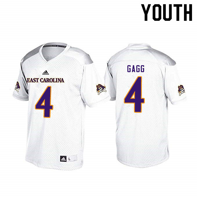 Youth #4 Bryan Gagg ECU Pirates College Football Jerseys Sale-White - Click Image to Close
